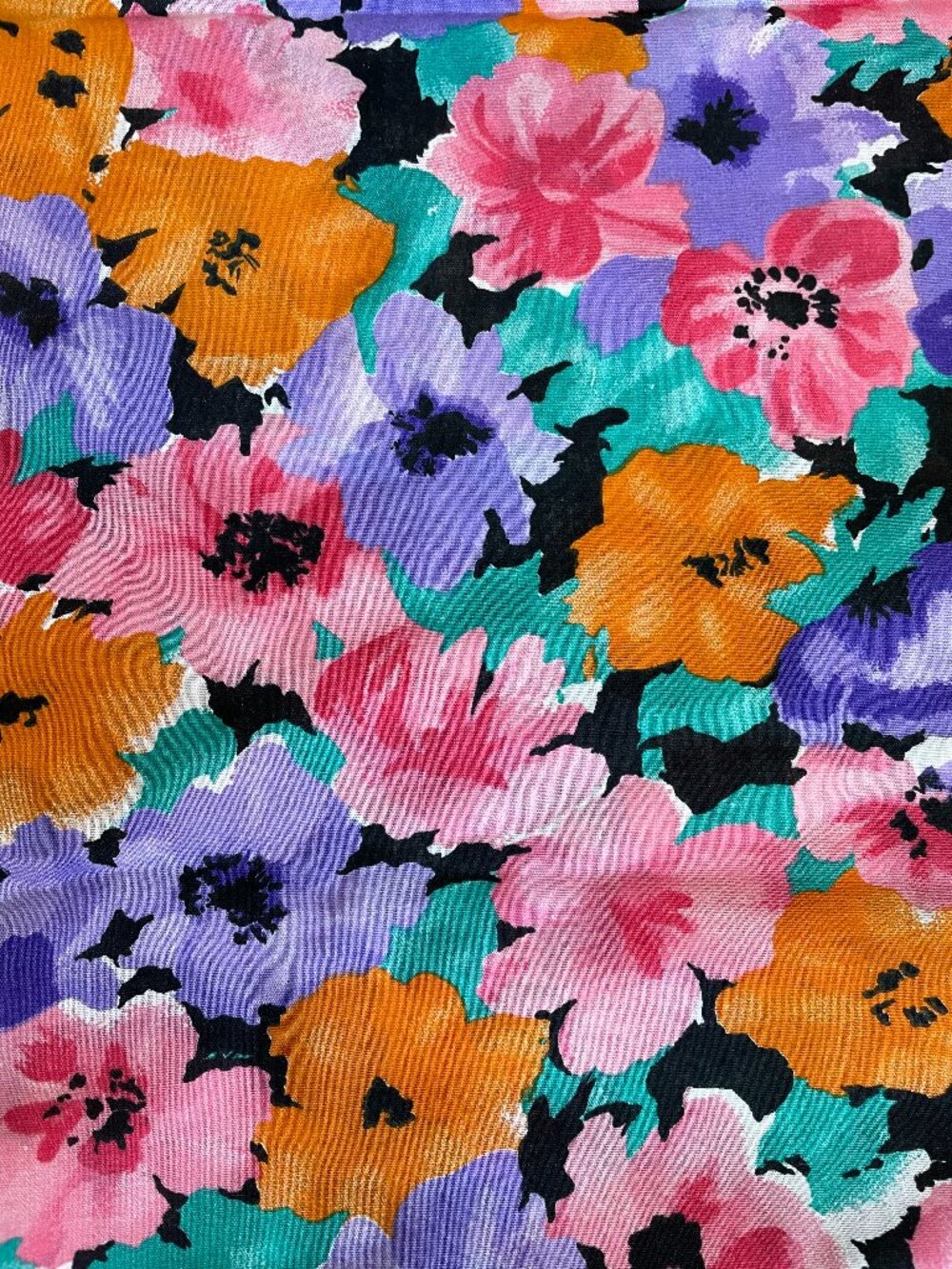 44 x 45” Vintage Floral Bright Colorful Printed Cotton Fabric Quilting Crafts